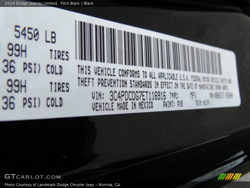 2014 Journey Limited Pitch Black Color Code PX8