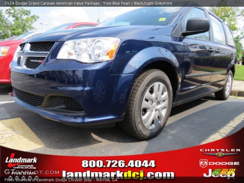 True Blue Pearl / Black/Light Graystone 2014 Dodge Grand Caravan American Value Package