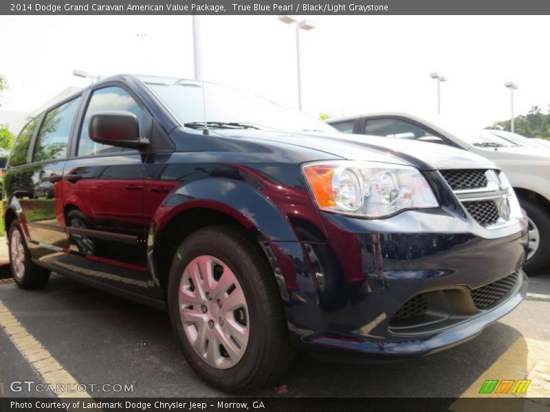 True Blue Pearl / Black/Light Graystone 2014 Dodge Grand Caravan American Value Package