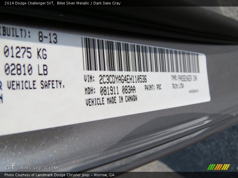 Billet Silver Metallic / Dark Slate Gray 2014 Dodge Challenger SXT