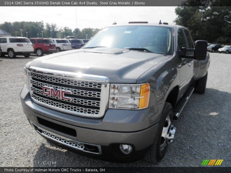Steel Gray Metallic / Ebony 2014 GMC Sierra 3500HD Denali Crew Cab 4x4 Dually