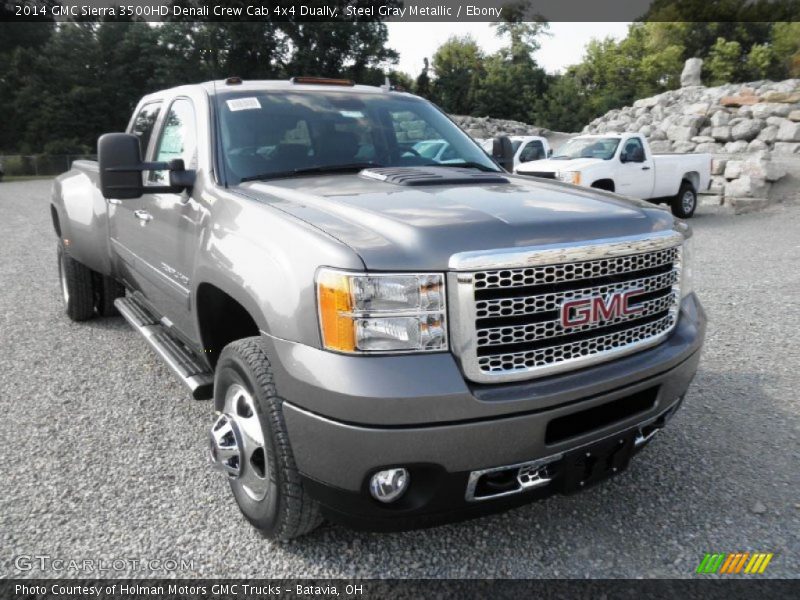 Steel Gray Metallic / Ebony 2014 GMC Sierra 3500HD Denali Crew Cab 4x4 Dually