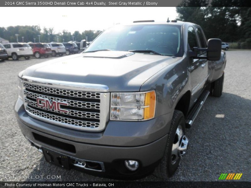 Steel Gray Metallic / Ebony 2014 GMC Sierra 3500HD Denali Crew Cab 4x4 Dually
