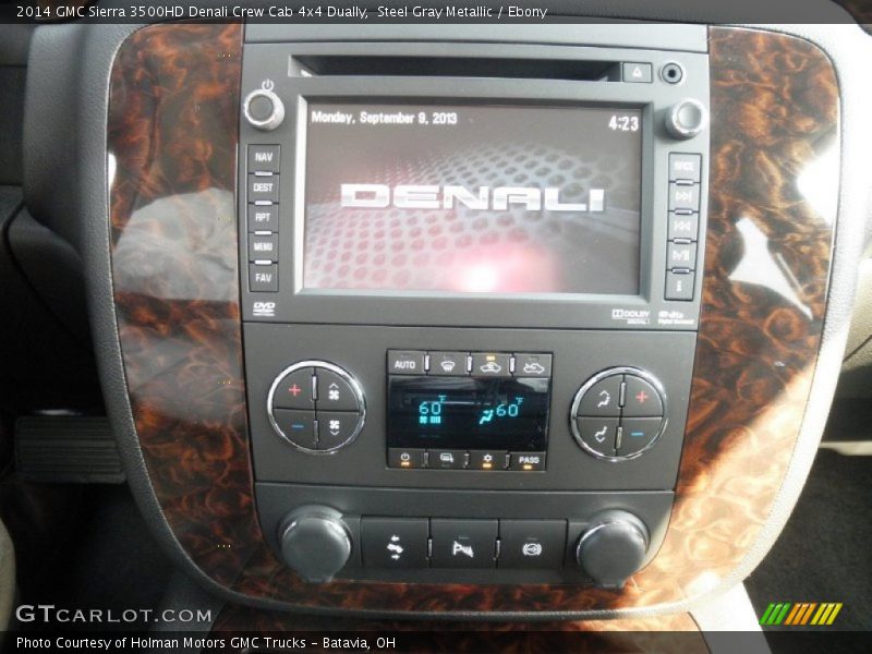 Steel Gray Metallic / Ebony 2014 GMC Sierra 3500HD Denali Crew Cab 4x4 Dually