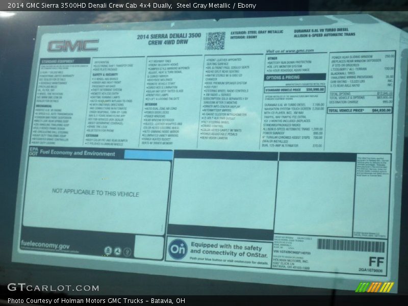 Steel Gray Metallic / Ebony 2014 GMC Sierra 3500HD Denali Crew Cab 4x4 Dually