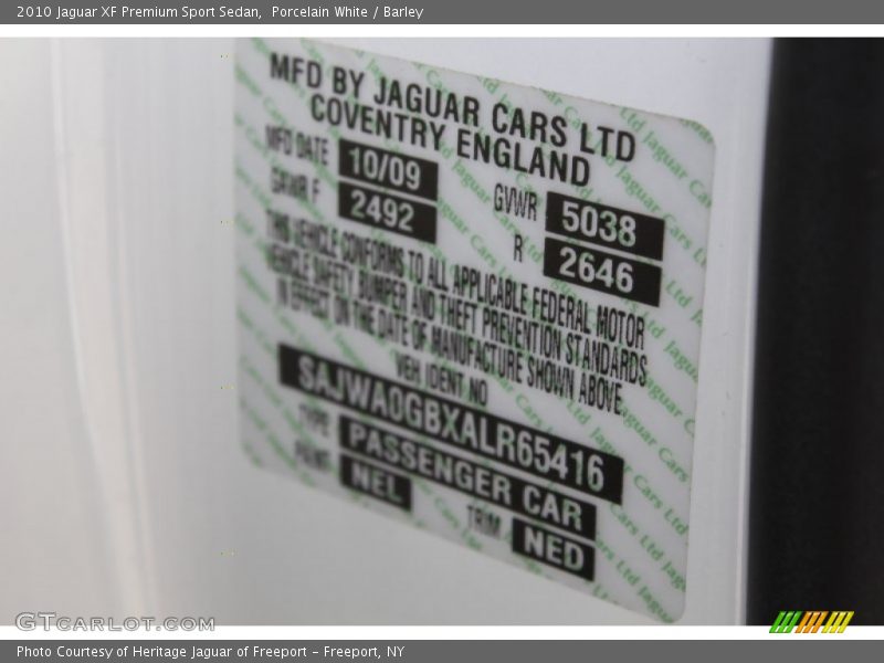 Porcelain White / Barley 2010 Jaguar XF Premium Sport Sedan