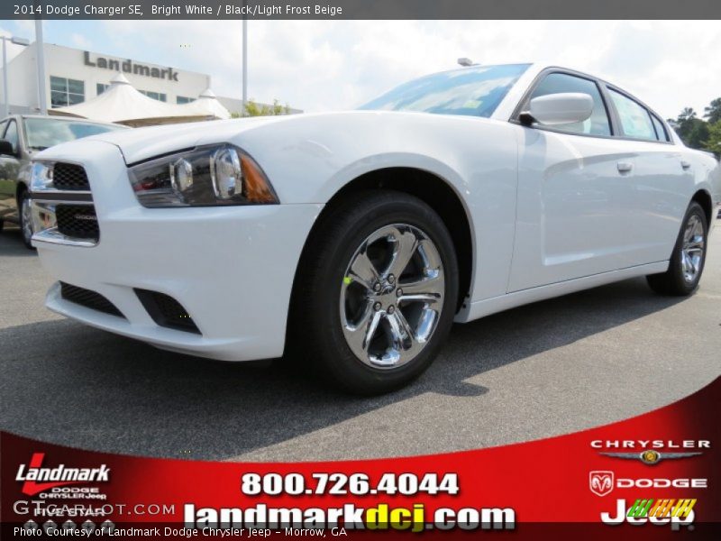 Bright White / Black/Light Frost Beige 2014 Dodge Charger SE