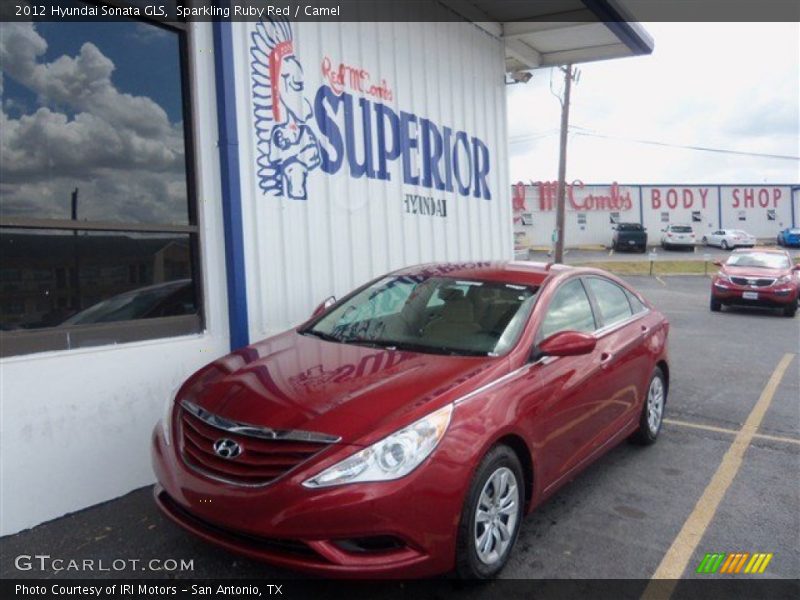 Sparkling Ruby Red / Camel 2012 Hyundai Sonata GLS