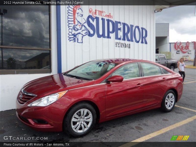 Sparkling Ruby Red / Camel 2012 Hyundai Sonata GLS