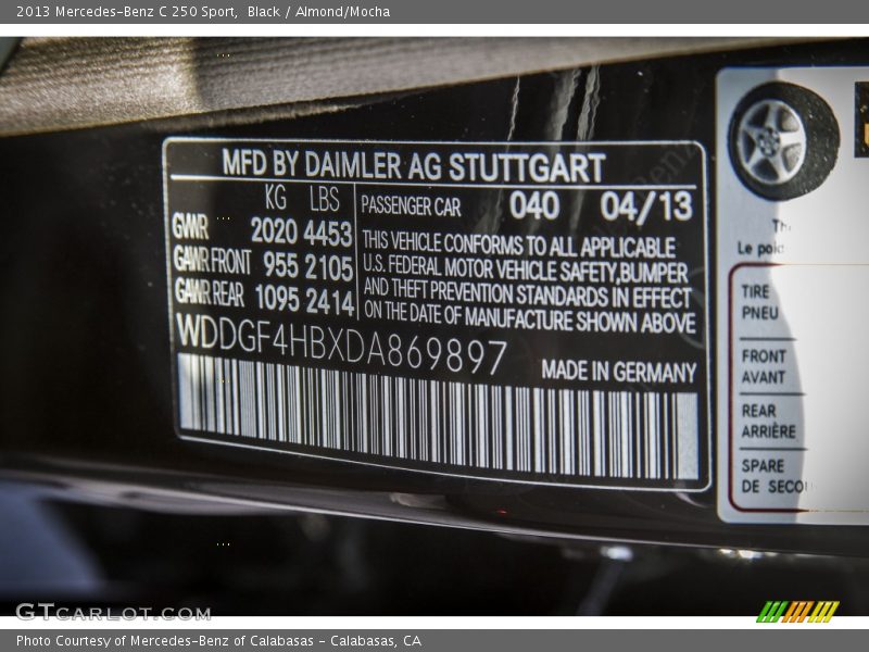 Black / Almond/Mocha 2013 Mercedes-Benz C 250 Sport