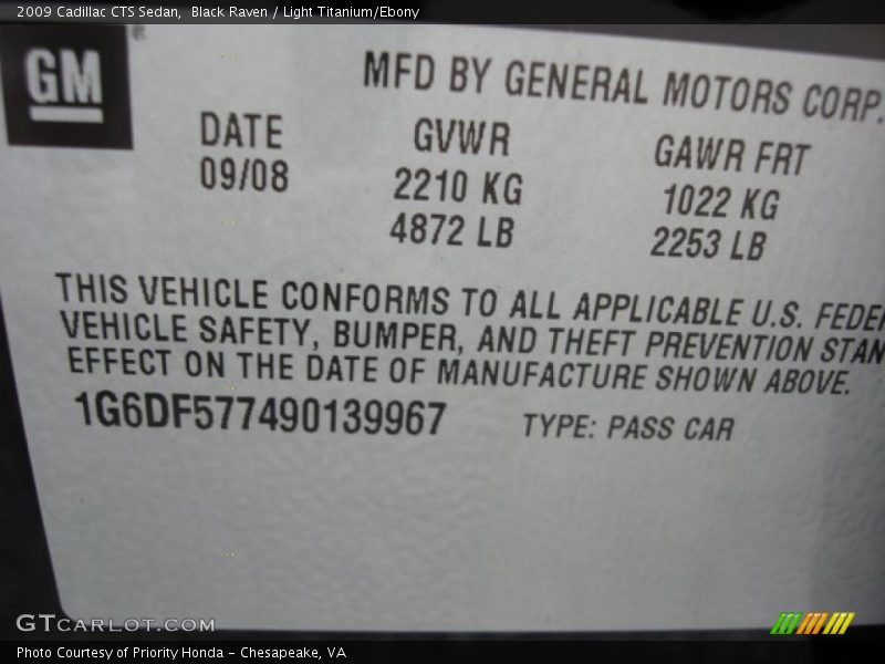 Black Raven / Light Titanium/Ebony 2009 Cadillac CTS Sedan