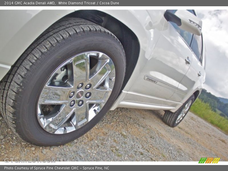 White Diamond Tricoat / Cocoa Dune 2014 GMC Acadia Denali AWD