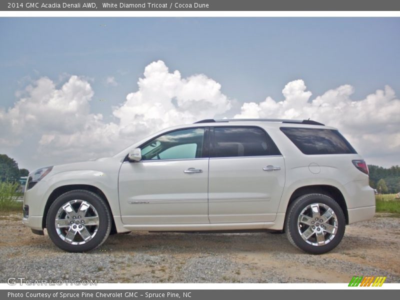 White Diamond Tricoat / Cocoa Dune 2014 GMC Acadia Denali AWD
