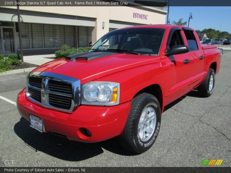 Flame Red / Medium Slate Gray 2005 Dodge Dakota SLT Quad Cab 4x4