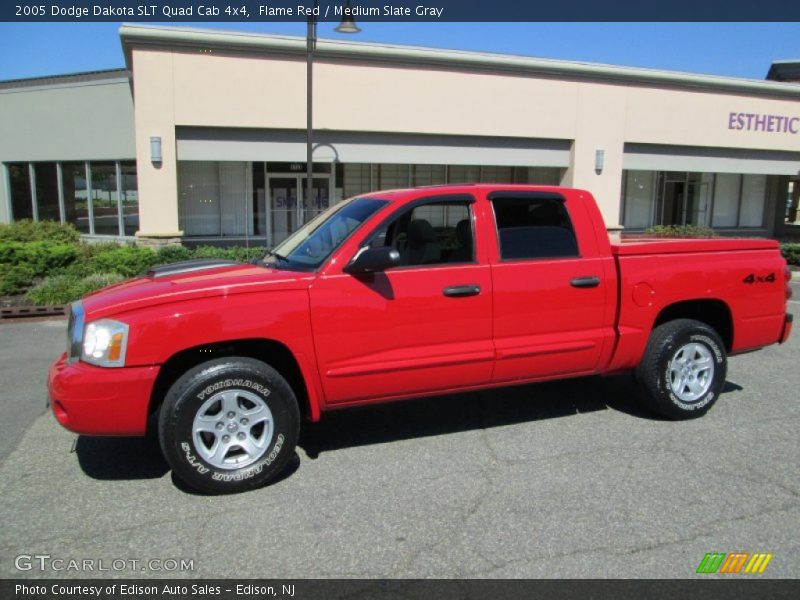 Flame Red / Medium Slate Gray 2005 Dodge Dakota SLT Quad Cab 4x4