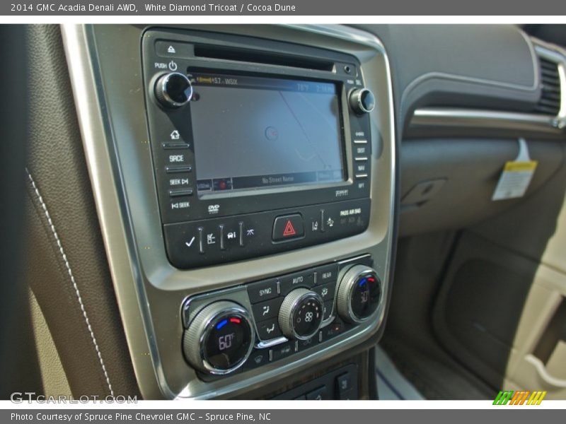 White Diamond Tricoat / Cocoa Dune 2014 GMC Acadia Denali AWD