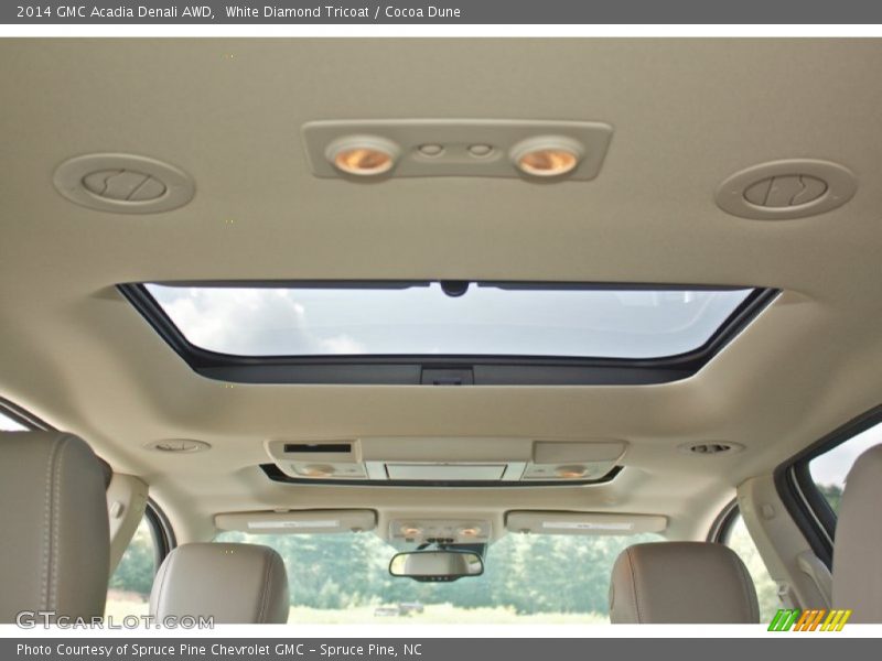 White Diamond Tricoat / Cocoa Dune 2014 GMC Acadia Denali AWD