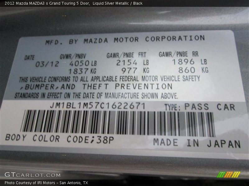 Liquid Silver Metallic / Black 2012 Mazda MAZDA3 s Grand Touring 5 Door