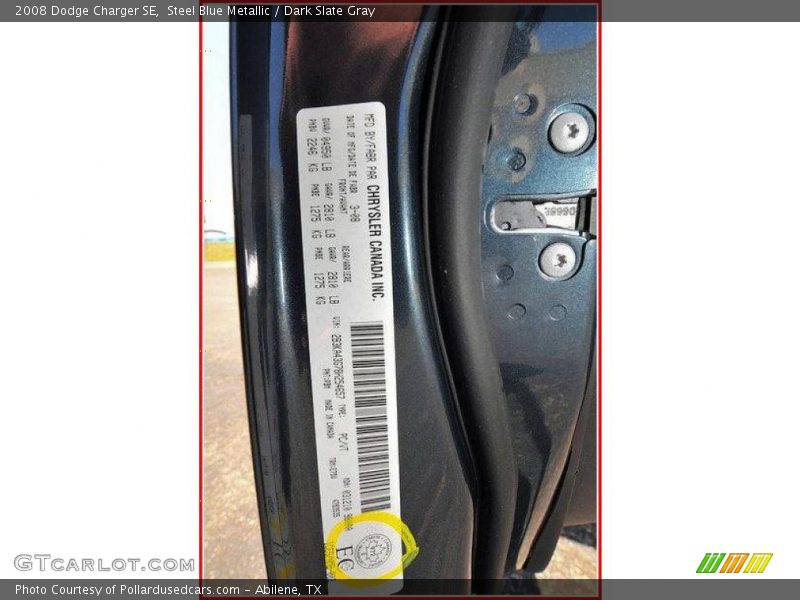 Steel Blue Metallic / Dark Slate Gray 2008 Dodge Charger SE