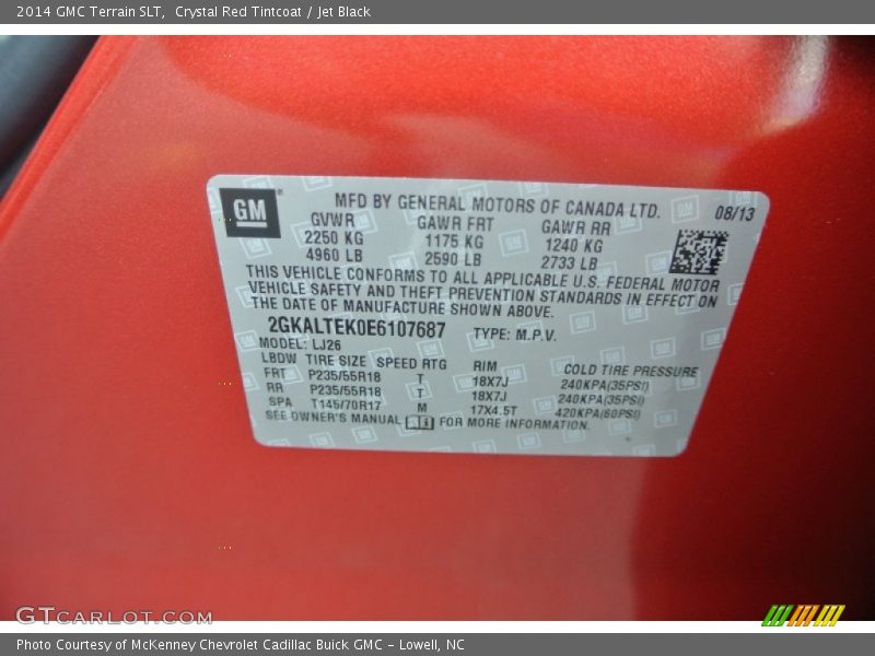 Crystal Red Tintcoat / Jet Black 2014 GMC Terrain SLT