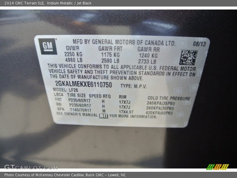 Iridium Metallic / Jet Black 2014 GMC Terrain SLE
