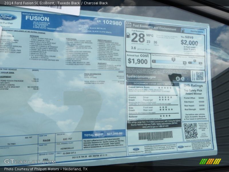 Tuxedo Black / Charcoal Black 2014 Ford Fusion SE EcoBoost