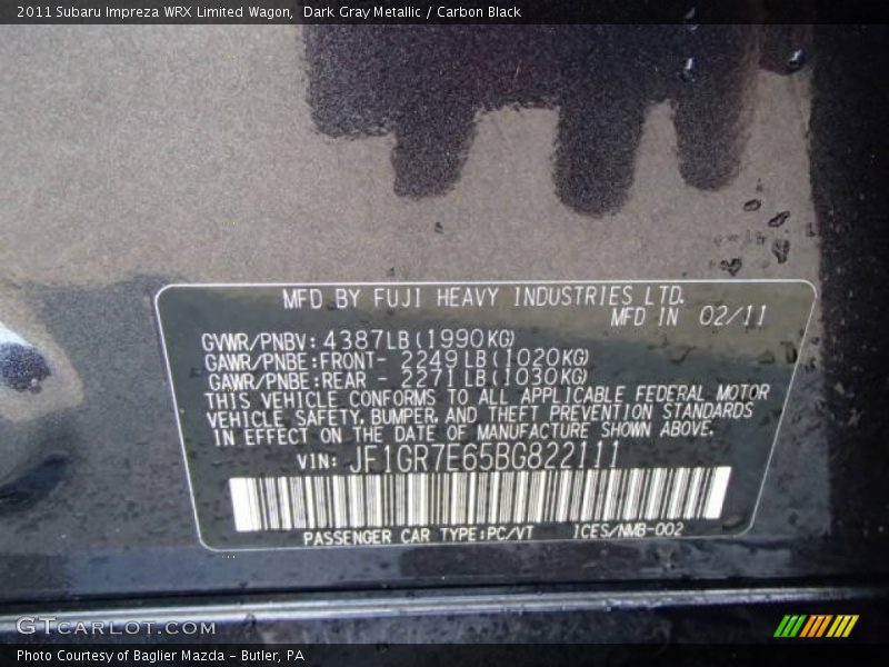 Dark Gray Metallic / Carbon Black 2011 Subaru Impreza WRX Limited Wagon