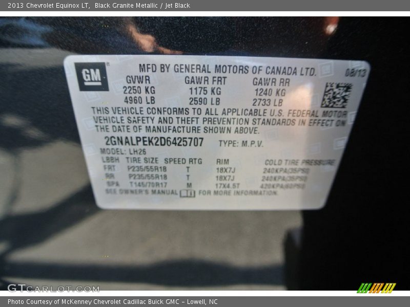Black Granite Metallic / Jet Black 2013 Chevrolet Equinox LT