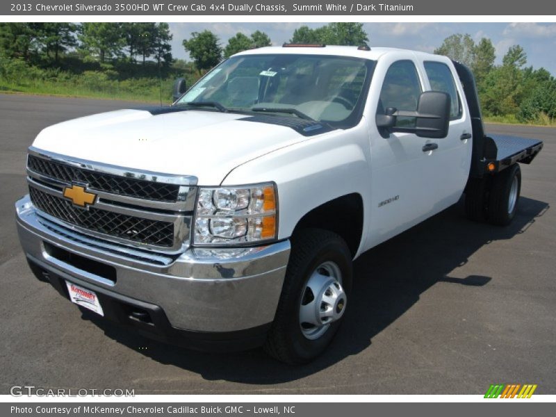 Summit White / Dark Titanium 2013 Chevrolet Silverado 3500HD WT Crew Cab 4x4 Dually Chassis
