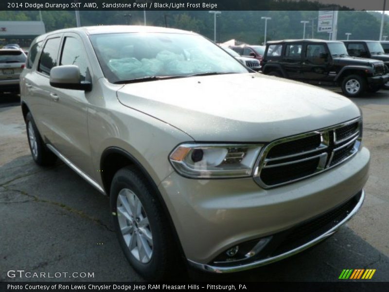 Sandstone Pearl / Black/Light Frost Beige 2014 Dodge Durango SXT AWD