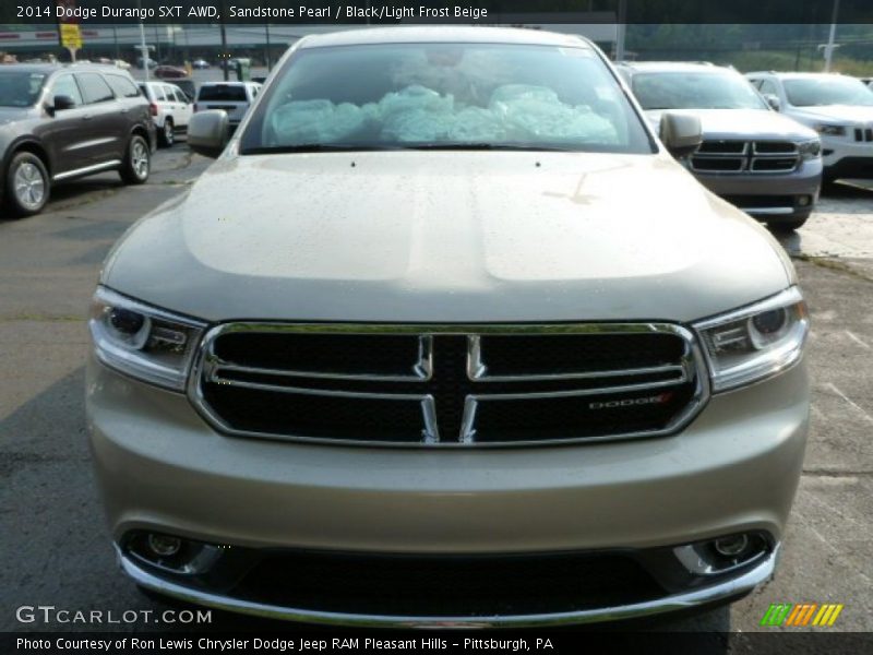 Sandstone Pearl / Black/Light Frost Beige 2014 Dodge Durango SXT AWD