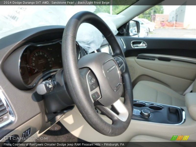 Sandstone Pearl / Black/Light Frost Beige 2014 Dodge Durango SXT AWD