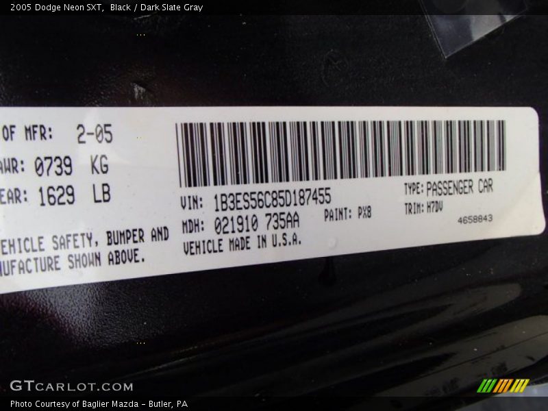 Black / Dark Slate Gray 2005 Dodge Neon SXT