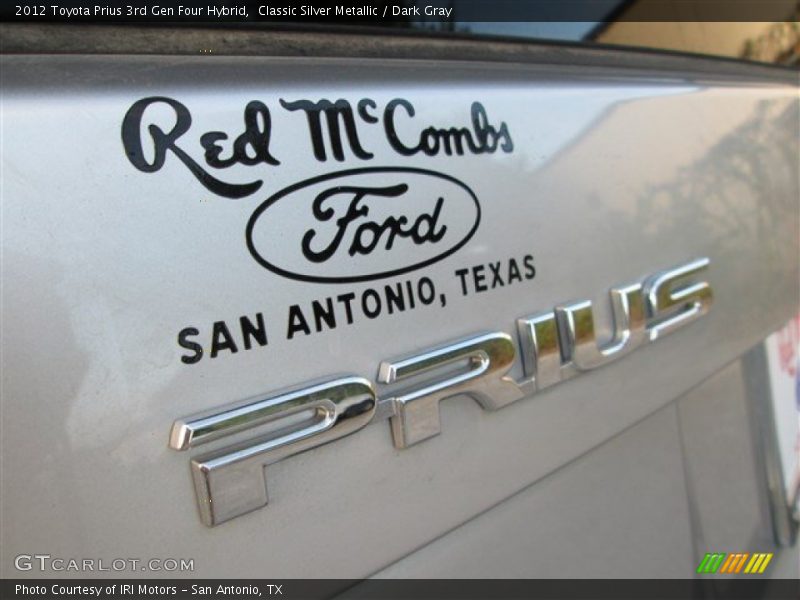 Classic Silver Metallic / Dark Gray 2012 Toyota Prius 3rd Gen Four Hybrid