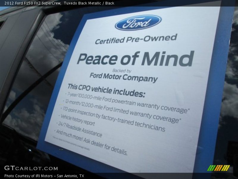 Tuxedo Black Metallic / Black 2012 Ford F150 FX2 SuperCrew
