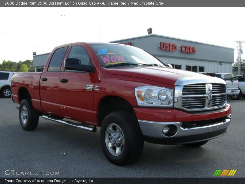 Flame Red / Medium Slate Gray 2008 Dodge Ram 3500 Big Horn Edition Quad Cab 4x4