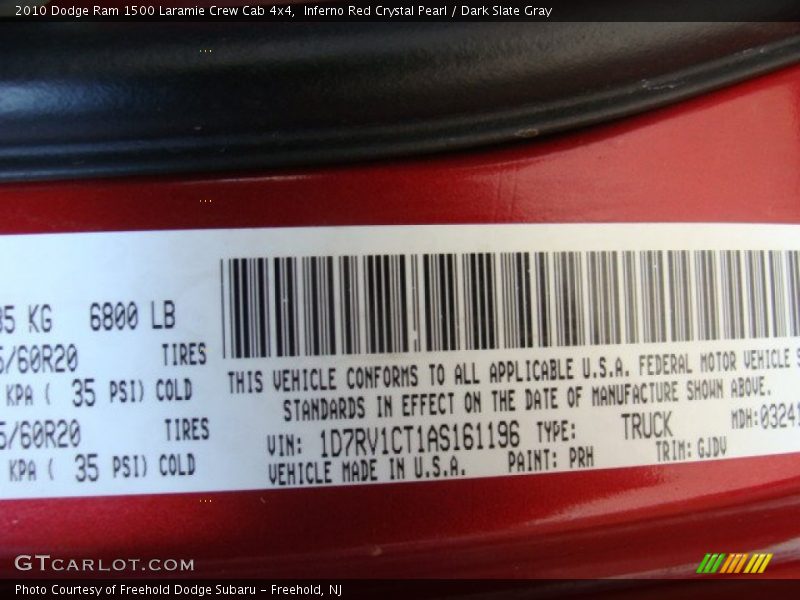 Inferno Red Crystal Pearl / Dark Slate Gray 2010 Dodge Ram 1500 Laramie Crew Cab 4x4