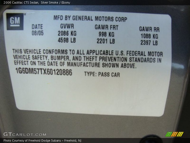 Silver Smoke / Ebony 2006 Cadillac CTS Sedan