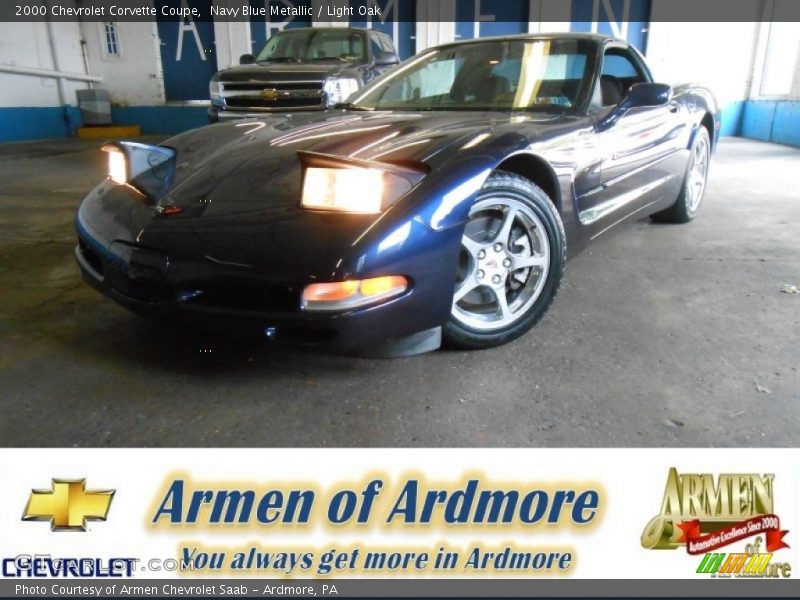 Navy Blue Metallic / Light Oak 2000 Chevrolet Corvette Coupe