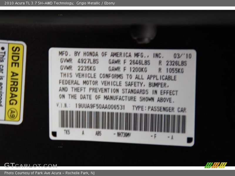 Grigio Metallic / Ebony 2010 Acura TL 3.7 SH-AWD Technology