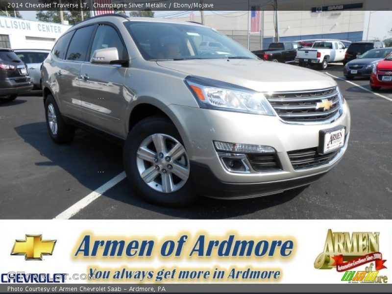 Champagne Silver Metallic / Ebony/Mojave 2014 Chevrolet Traverse LT