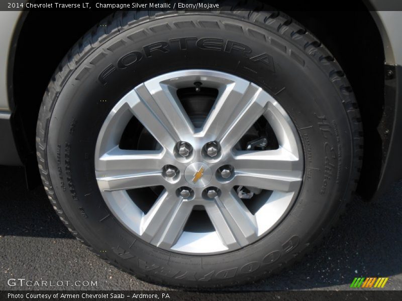 Champagne Silver Metallic / Ebony/Mojave 2014 Chevrolet Traverse LT