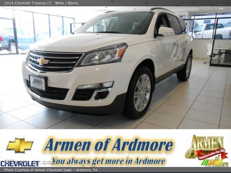 White / Ebony 2014 Chevrolet Traverse LT