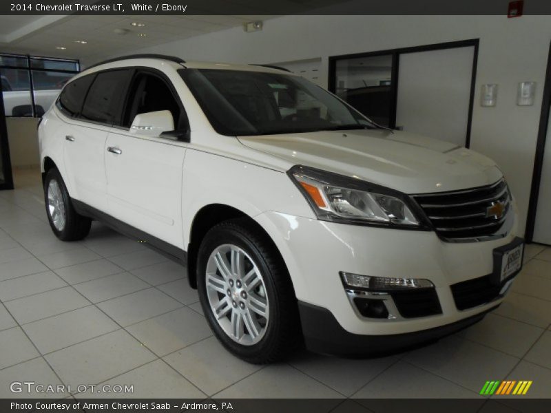 White / Ebony 2014 Chevrolet Traverse LT