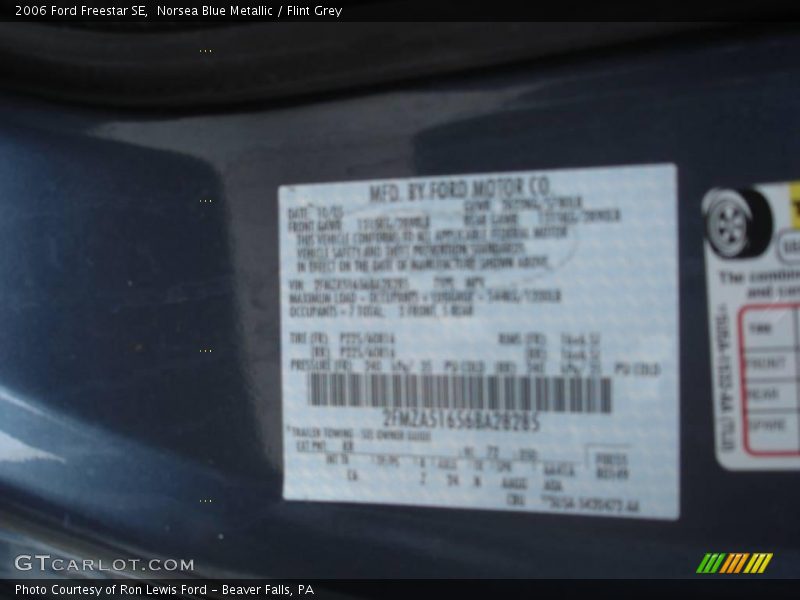 Norsea Blue Metallic / Flint Grey 2006 Ford Freestar SE