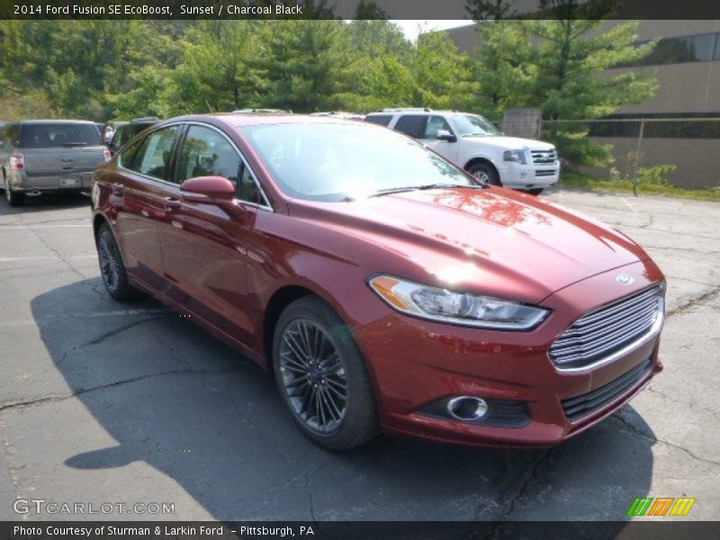 Sunset / Charcoal Black 2014 Ford Fusion SE EcoBoost