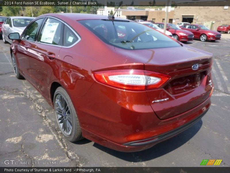 Sunset / Charcoal Black 2014 Ford Fusion SE EcoBoost