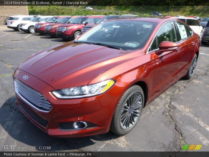 Sunset / Charcoal Black 2014 Ford Fusion SE EcoBoost