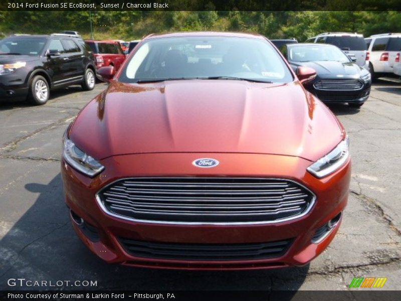 Sunset / Charcoal Black 2014 Ford Fusion SE EcoBoost