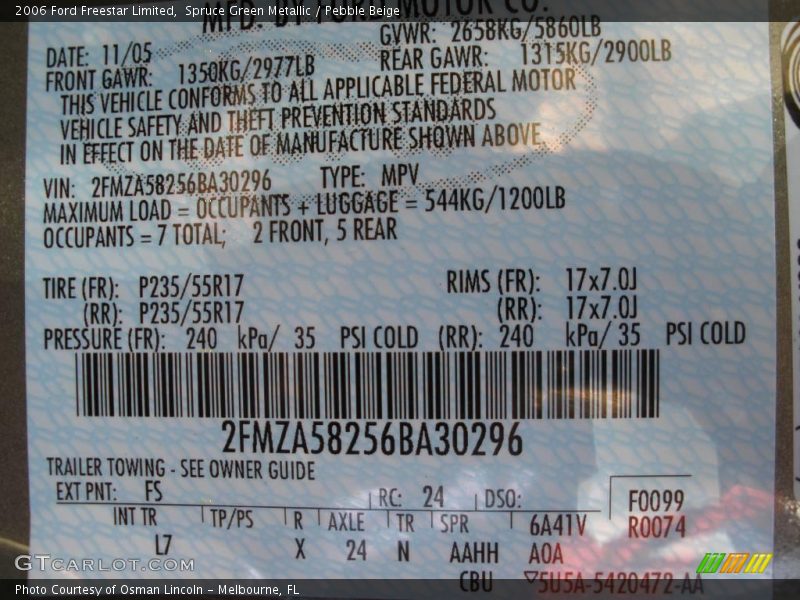 Spruce Green Metallic / Pebble Beige 2006 Ford Freestar Limited